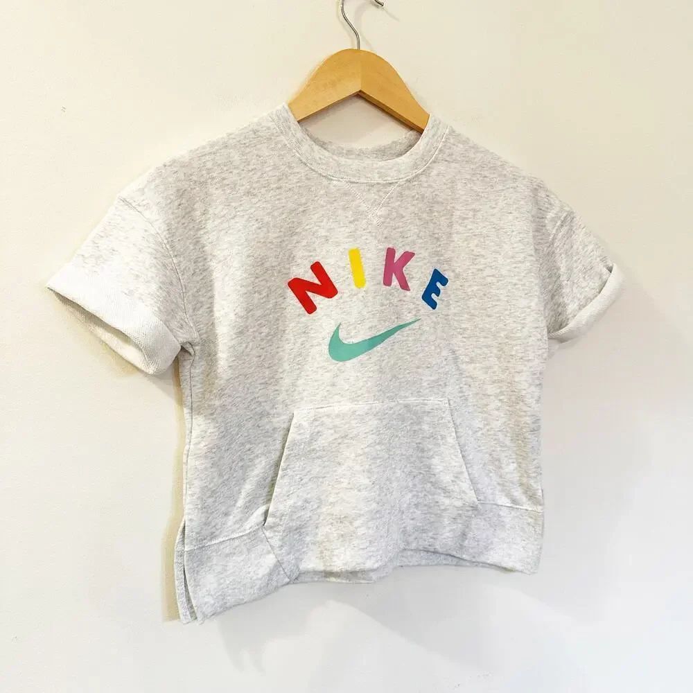 Girls Nike Cropped Short Sleeve Sweatshirt Sz L